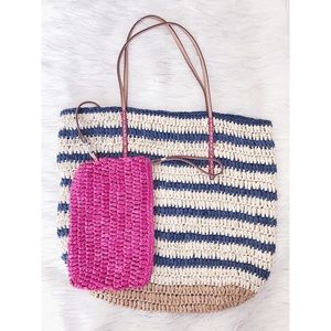 LOFT Straw woven beach bag